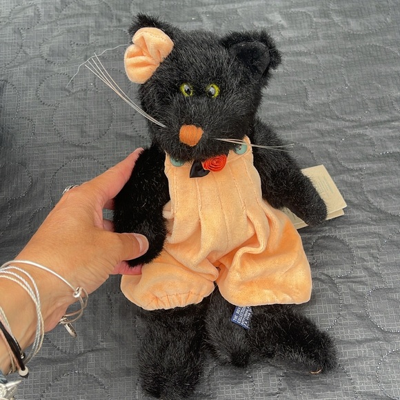 Boyd's Bears Halloween Black Cat - Orange Overalls-Tags Attached - Picture 8 of 8